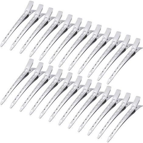 Juego de 24 piezas, pinzas para el cabello tipo pico de pato, pinzas para el cabello, para peinar y separar el cabello, alisan las raíces encrespadas, pinzas de metal para cabello largo. (1/5)