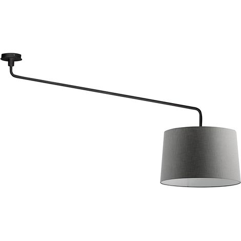 Vivien Plafoniera da Soffitto Nera con Paralume Conico Antracite E27 IP20 48cm - Design Moderno in Metallo e Tessuto per Interni - Rossini Group (1/5)