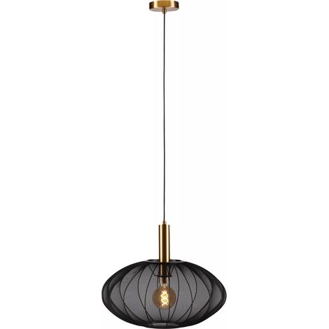 Suspension CORINA tissu noire doré Ø50 E27 40W Lucide (1/5)