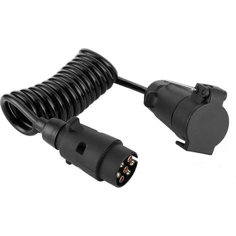 2 m langes Spiralkabel mit 7-poligem Anhängerstecker-Adapter für Wohnwagen