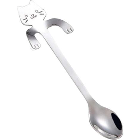 Miniature Cat Teaspoon Cat Spoon, Teaspoon, Kitchen Utensils, Dessert Spoon, Household Accessory, Stainless Steel Tableware -