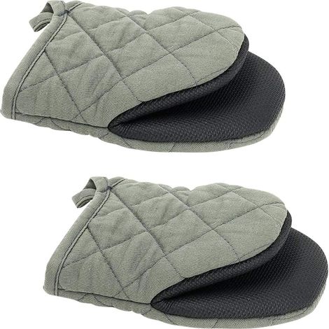 Gants De Cuisine - Résistants À La Chaleur Jusqu'à 149 °C - Antidérapants En Néoprène Et Coton - Pour Four Grill Micro-ondes Plancha - 2 Pièces (1/5)
