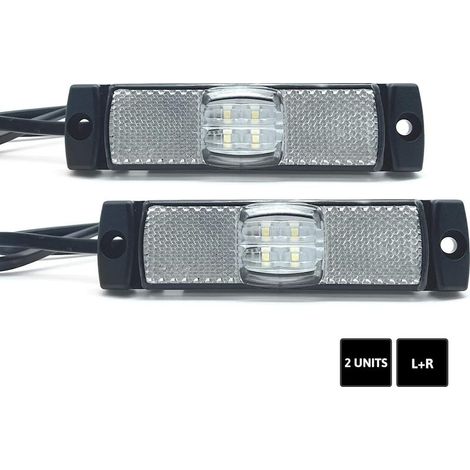 Feux de Gabarit Led 2 PCs Feu d’Encombrement Blanc 12V/24V = 0,04A/0,04A Feu Étanche Feux Led Voiture Exterieur pour Feux de Remorque Led, Camping Car Accessoires, Camion (1/5)
