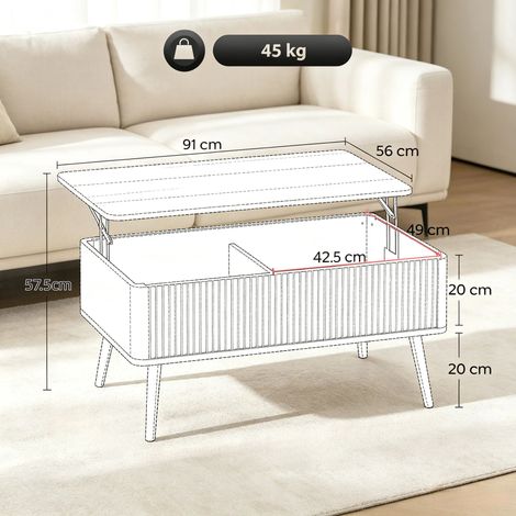 Table à manger en beige avec plateau en bois beige 91 x 56 x 43 cm HOMAIRE (1/4)