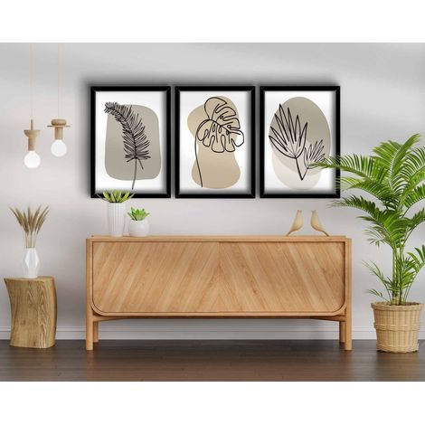 Ensemble de 3 tableaux décoratifs Feuilles (1/5)