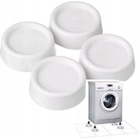 4 pieds anti-vibration pour lave-linge et sèche-linge - Amortisseurs de vibrations - Patins en caoutchouc antidérapants - Réduction du bruit - Support machine à laver - Blanc (1/5)