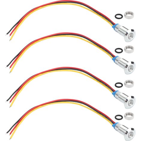 4 Kits de LEDs Rondes Pré-câblées 2 Couleurs Étanches Luminaires Métalliques Cathode Commune 8mm 36V (Rouge et Jaune) (1/5)