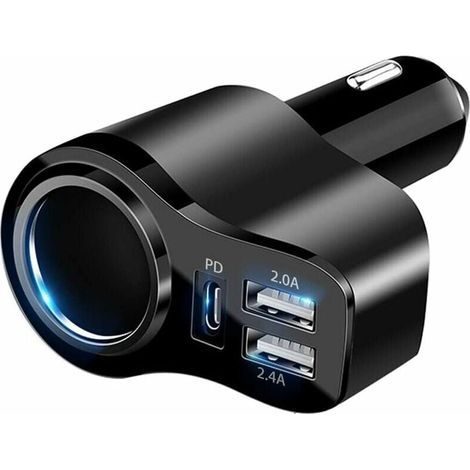 4-in-1 36W USB-C Kfz-Ladegerät, USB-Zigarettenanzünder-Adapter mit 3 USB 12V/24V Anschlüssen, Dual USB Typ-C PD Schnellladeadapter für Kfz-Ladegeräte (1/5)