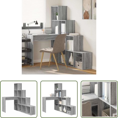 vidaXL Bureau moderne - Bureau d'angle Gris Sonoma 101,5 x 149,5 x 149,5 cm (1/5)