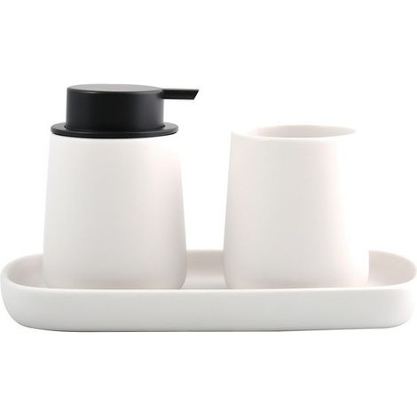 MAONIE Juego de 3 accesorios de baño de cerámica blanca mate MSV (1/4)