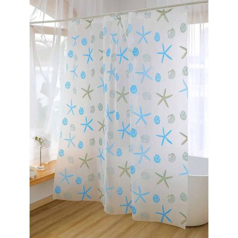 Tenda moderna per doccia vasca da bagno impermeabile pvc 12 ganci decorata con stelle marine 200x240 cm (1/2)