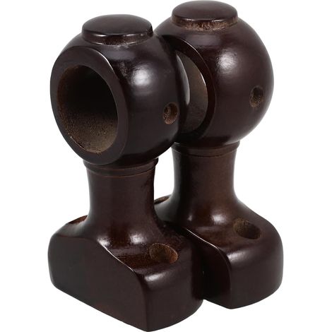 Supports Muraux pour Tringle à Rideaux Double en Bois, Fixation Robuste, Couleur Marron Foncé, pour Tringles Simples et Doubles, Usage Intérieur Salle de Bain et Placards, Lot (1/5)