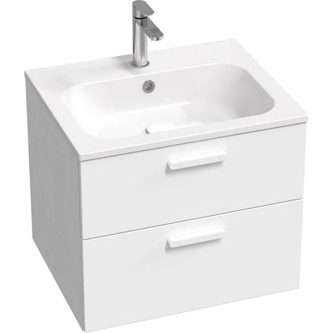Ravak Chrome II - Mueble lavabo 60x50x49 cm, 2 cajones, blanco brillo X000001776 (1/2)