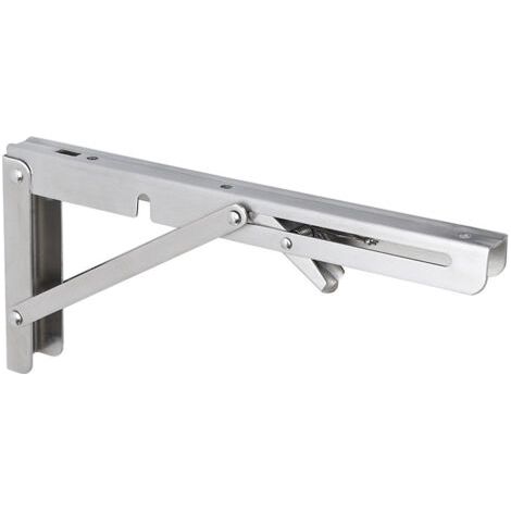 QORVA-lot de 2 Supports d’Étagère Pliables 200mm, Équerre Pliante en Acier Inoxydable Console Murale Supports de Table Flottants Equerre Pliable