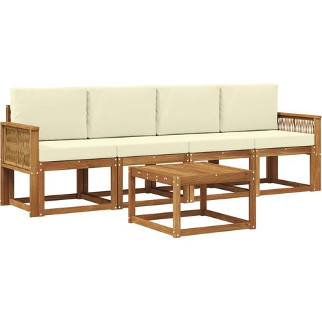 Outdoor Sofa Set 5 pcs Natural and Cream Polyester vidaXL (1/5)