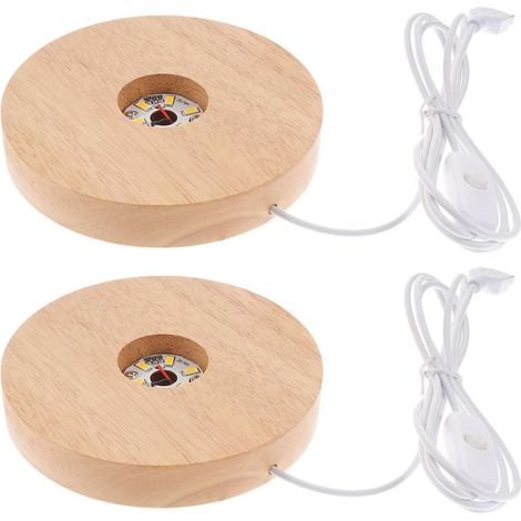 Socle lumineux en bois 2 parties avec éclairage LED et chargement USB (1/5)