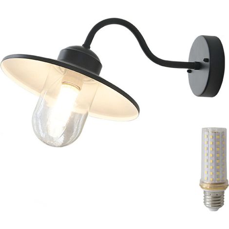 Applique murale d'extérieur à LED avec capteur crépusculaire, pour porche, garage, jardin, acier inoxydable/verre, 20 W, E27 (1/3)