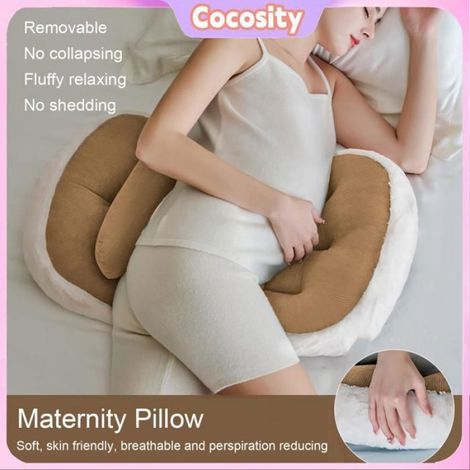 Cocosity oreiller de maternité en forme de U Oreiller de soutien de taille de grossesse, réglable, puericulture creme Kaki Profond (1/5)