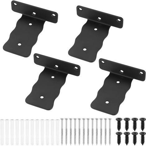 4 Pièces Equerre Etagere Murale, 100mm Équerre Étagère Flottants, Support Etagere Murale Industrielle, Supports d'étagère Muraux en Métal, Etagere Murale Fixation Invisible, Supports en L, Noir (1/5)