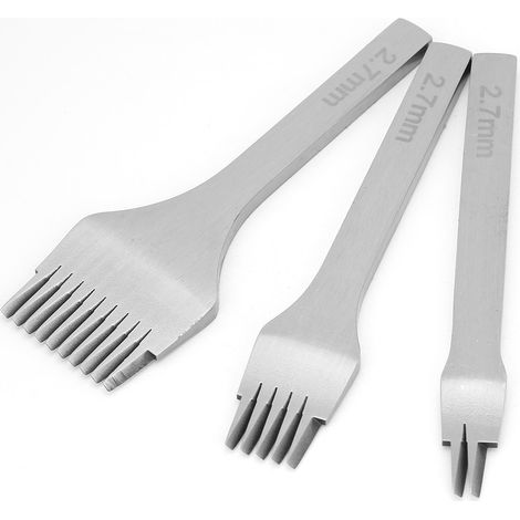 Ciseau français, ciseau coudé, ciseau en acier inoxydable, ciseau européen, espacement 2,7, 3,0, 3,38, 3,85, outils en cuir.
