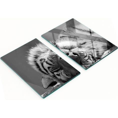 Tablas de cocina de vidrio duraderas y elegantes con estampado de tigre durmiendo, 2 x 40 x 52 cm. (1/5)