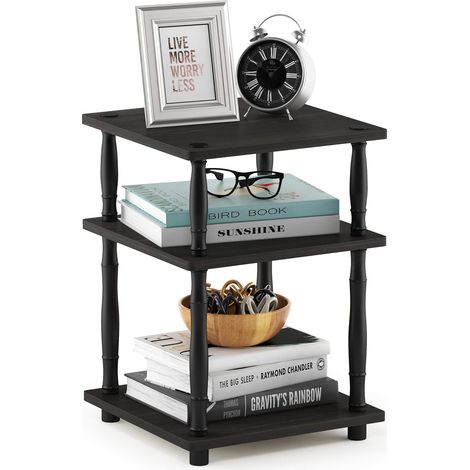 Étagère Polyvalente à Assemblage Facile Turn, Chêne Français Gris, Tube Classique Espresso/Noir, One Size (1/5)