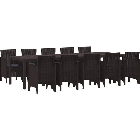 vidaXL Conjunto de Comedor de Jardín 11 uds. Marrón y Antracita Ratán (1/5)