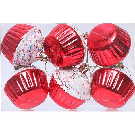 Boule De Noel - Boules Decoratives Arbre De Noel En Plastique Incassable - Rouge Blanc - 6 Pièces (1/5)