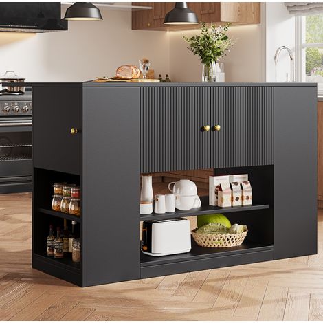 meuble rangement buffet pliable 140 cm MDF noir OKMYHOME (1/5)