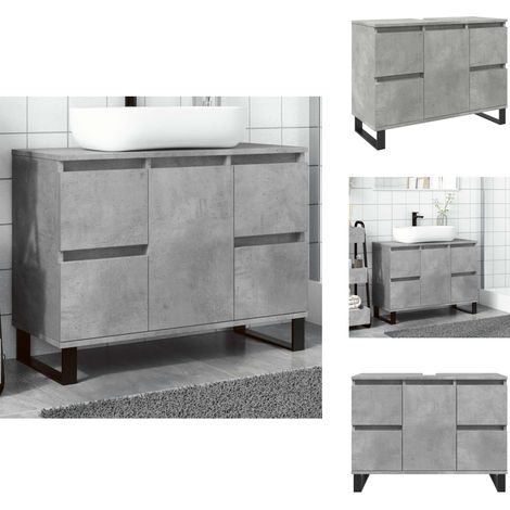 Armoire de lavabo salle de bain gris béton 80x33x60 cm - Armoire Lavabo De Salle De Bain - Armoires Lavabo De Salle De Bain - Placard Lavabo De Salle De Bain - Meuble Lavabo (1/5)