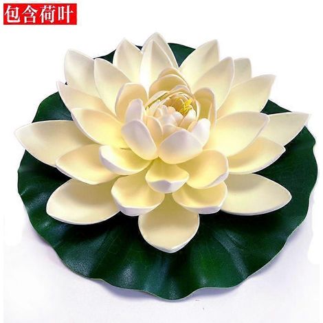 3 fleurs de lotus artificielles : fleurs de lotus en mousse flottantes réalistes avec des feuilles de nénuphar - 28 cm x 17 cm x 10 cm, nénuphars éclatants. (1/3)