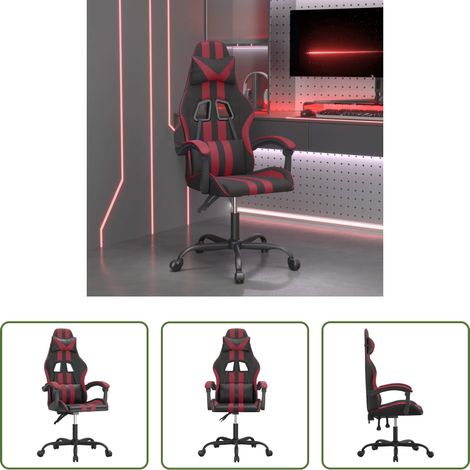 Gamingstuhl Drehbar - Gaming-Stuhl Drehbar Schwarz und Weinrot Kunstleder (1/5)