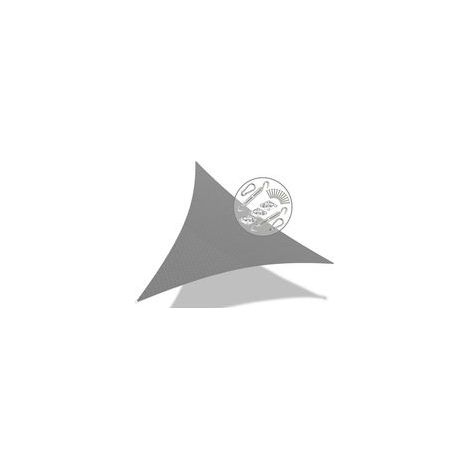 Dreieckiges Sonnensegel aus HDPE – Grau – 19-teiliges Montageset – 3 x 3 x 3 m (1/5)