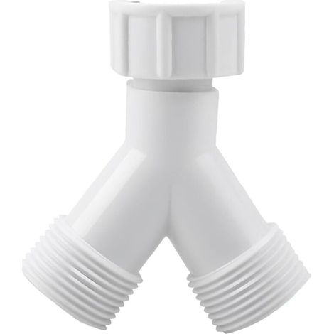 3/4" Double Y-connector for washing machine and dishwasher. Drain adapter with thread. Hose fitting for tap and household appliances. High-strength reinforced plastic. (1/5)