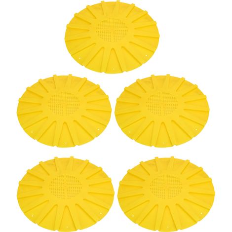 Disque de sortie de porte de ruche en plastique, rond à 16 voies, plaque Anti-fuite, outil pour l'apiculture, 9,8x0,3 pouces, jaune, 5 pièces (1/5)