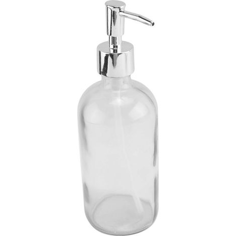 Distributeur de savon liquide en verre transparent avec pompe, 473 ml (16 oz), rechargeable, pour salle de bain et cuisine. (1/5)
