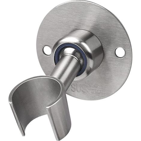 Support mural pour pommeau de douche, en acier inoxydable 304, réglable à 360°, compatible avec les flexibles de douche, fixation par vis, finition argent brossé.