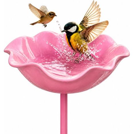Vaschetta per uccelli 14 x 14 x 60 cm Materiale in lega di alta qualità Elegante forma a fiore Decorazione da giardino Accessorio per animali domestici Arancione (1/5)