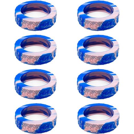 Huit housses de roues en silicone faciles à installer assurent la stabilité et la sécurité de vos bagages. (Bleu/Rose) (1/5)