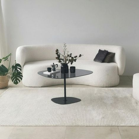 Table basse en verre fumé minimaliste forme galet TULUM (1/5)