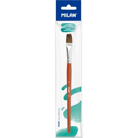 MILAN PINCEL ESCOLAR PLANO SERIE 121 Nº 16 EN BOLSITA C/COLGADOR MARRÓN