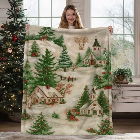 Plaid De Noël - 70 x 100 cm - Flanelle Polyester - Pour Canapé Lit Salon Chambre - 1 Pièce (1/5)