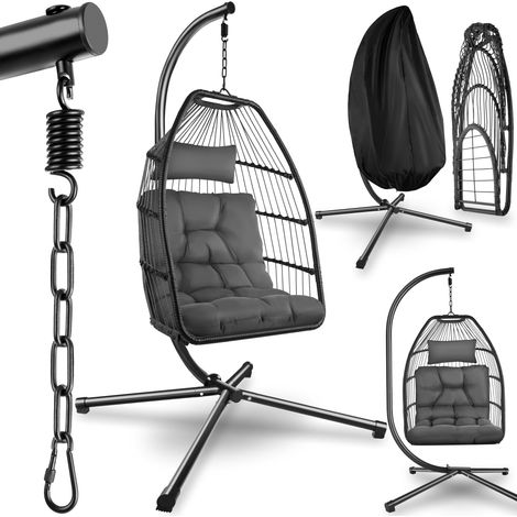 Fauteuil suspendu avec structure en acier et coussin épais de 15 cm, charge 160 kg (1/5)