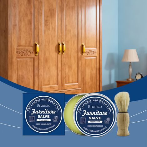 Crème d'entretien pour cuir et bois, protection des surfaces de meubles, usage domestique – 100 g + pinceau (1/5)