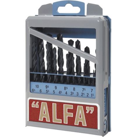 SET PUNTE METALLO PER TRAPANO HSS DIN338 19pz 1-10mm x0,5 IN BOX METALLO ALFA