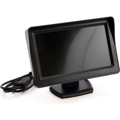 Écran couleur TFT 4,3" pour caméra de recul – Résolution 480x272 – 2 entrées vidéo RCA – Alimentation 12V – Température -30°C à +70°C