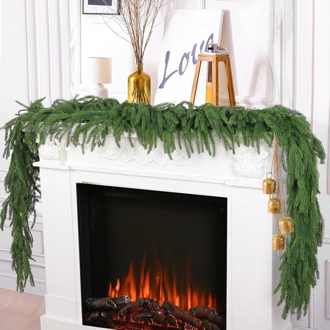Sollbry 2 Pièces Guirlande de Noël de Norfolk Artificiels,180cm,Fausses Guirlande de Pin Norfolk Noël pour Décorations de Noël,Rampe Escalier,Cheminée,Porche (1/5)