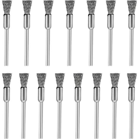 15pcs Wire Brush Drill Silver Mini Stainless Steel Wire Brush Polishing Brush Rotary Tool Brass Brush for Cleaning Rust Dirt Color Corrosion (1/5)