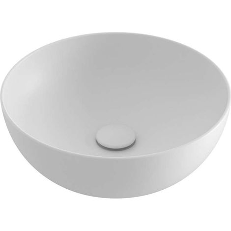Ravak UNI - Lavabo sobre encimera, diámetro 40 cm, sin rebosadero, sin orificio para grifería, blanco mate XJX0E140000 (1/4)