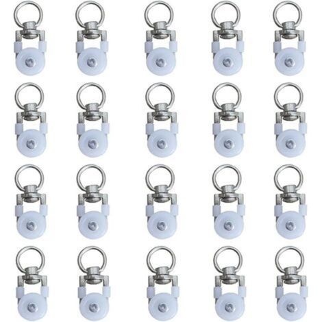 20 rulli in metallo, rulli di guida, rulli per asta per tende, rulli silenziosi, doppi rulli per asta per tende, compatibili con l'asta per tende H206-Crezuo